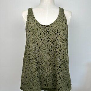 GAP Army Green Lace Overlay Tank Top Size M